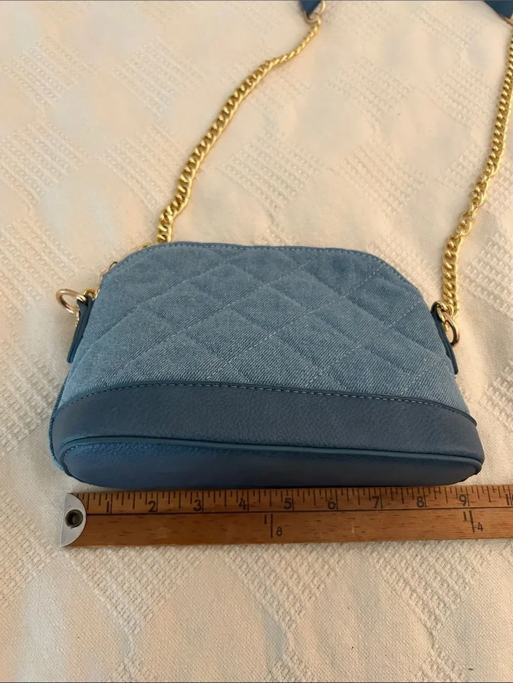 BADGLEY MISCHKA NEW YORK ELLE DENIM QUILTED DOME CROSSBODY